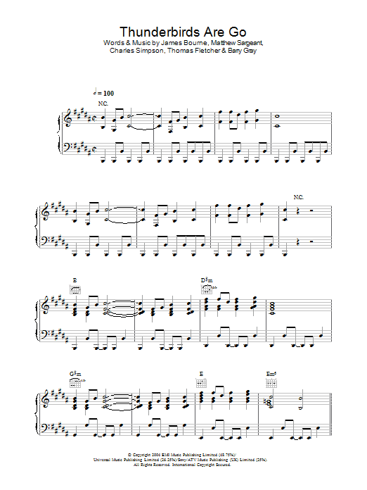 Busted Thunderbirds Are Go sheet music notes and chords arranged for Piano, Vocal & Guitar Chords