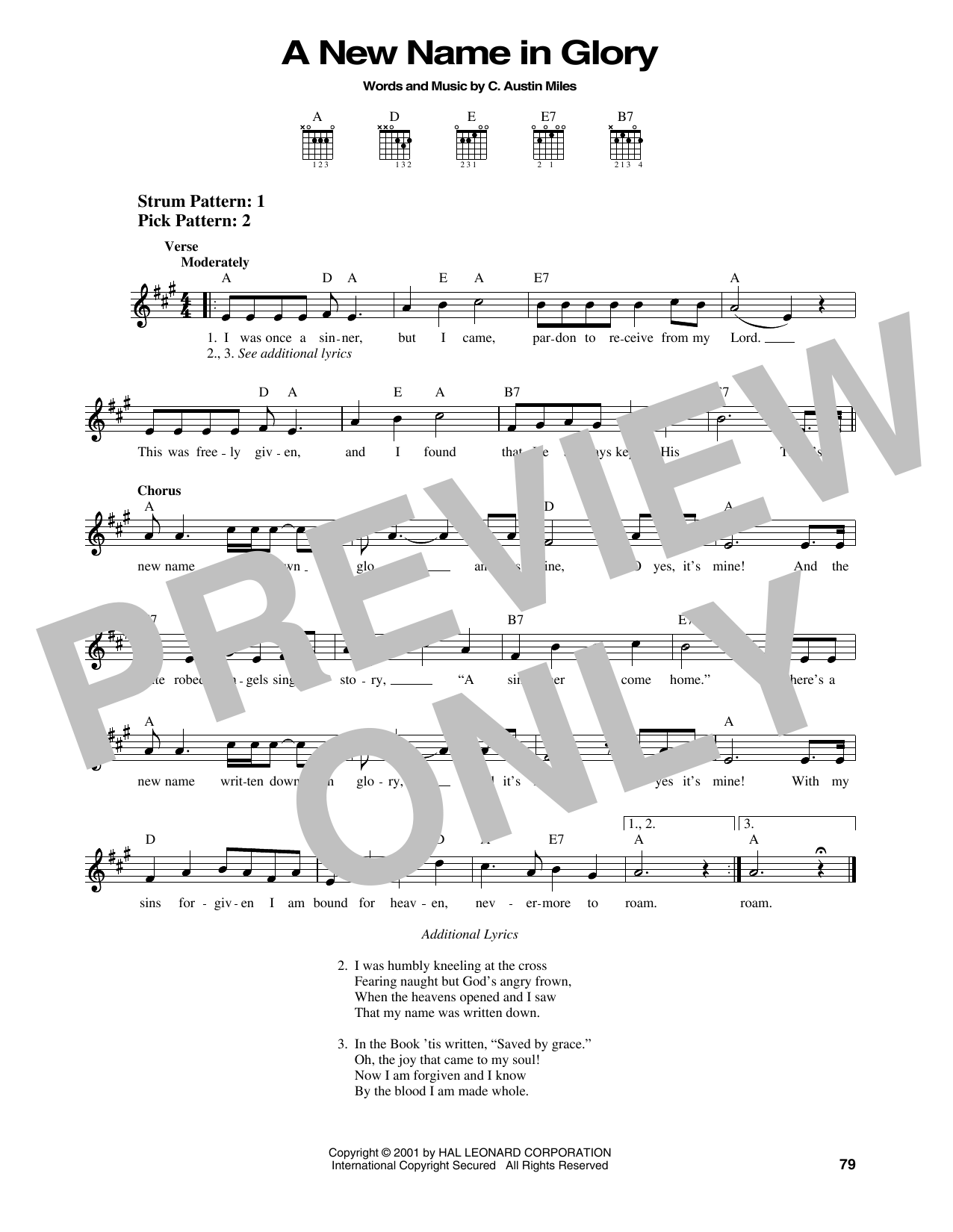 C. Austin Miles A New Name In Glory sheet music notes and chords. Download Printable PDF.