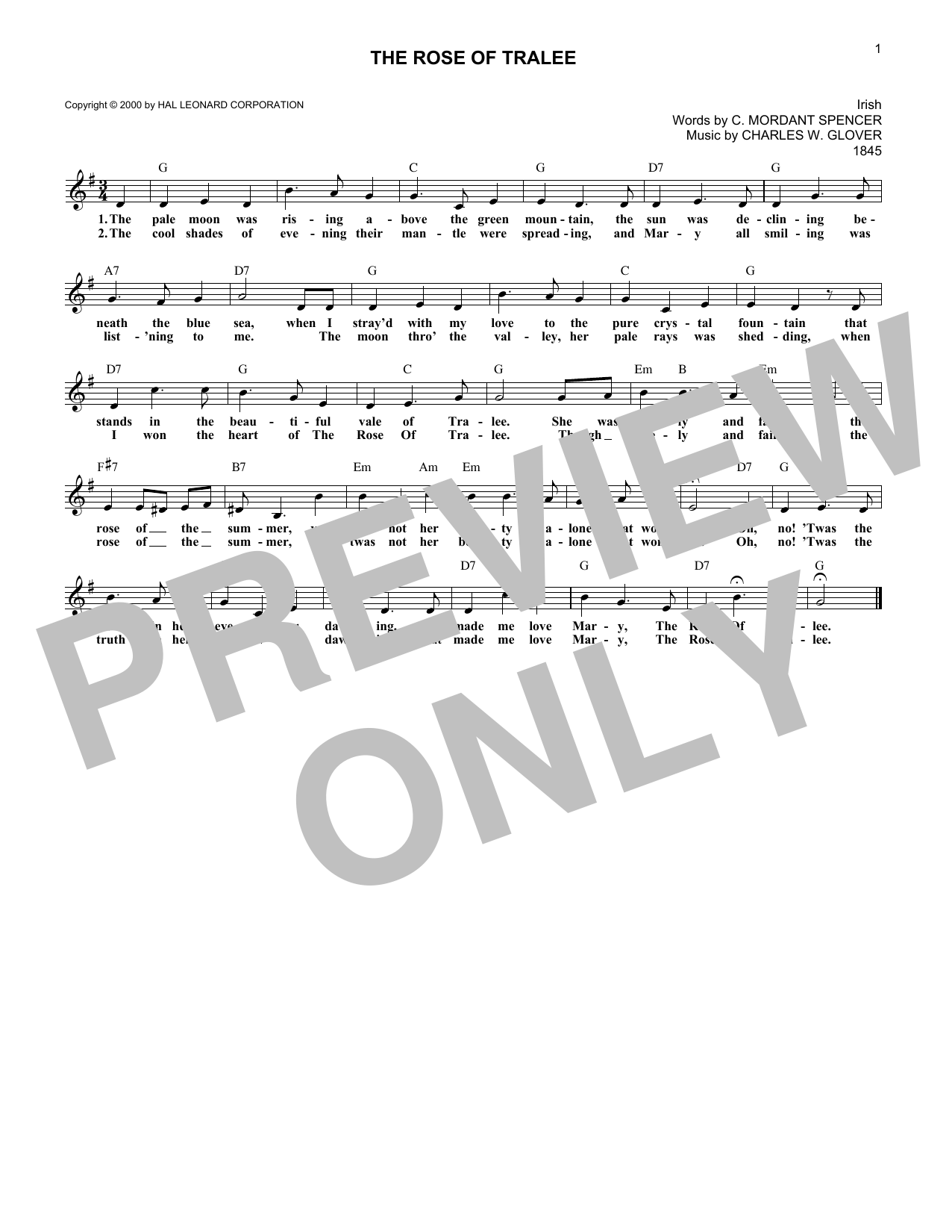 Learn to play C. Mordaunt Spencer The Rose Of Tralee sheet music for Lead Sheet / Fake Book in minutes. Price: 5.9900$ C. Mordaunt Spencer The Rose Of Tralee sheet music notes and chords arranged for Lead Sheet / Fake Book