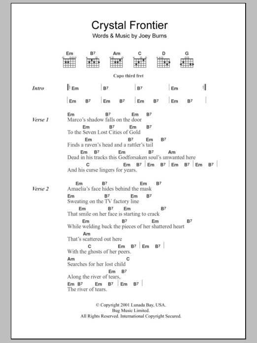 Calexico Crystal Frontier sheet music notes and chords. Download Printable PDF.