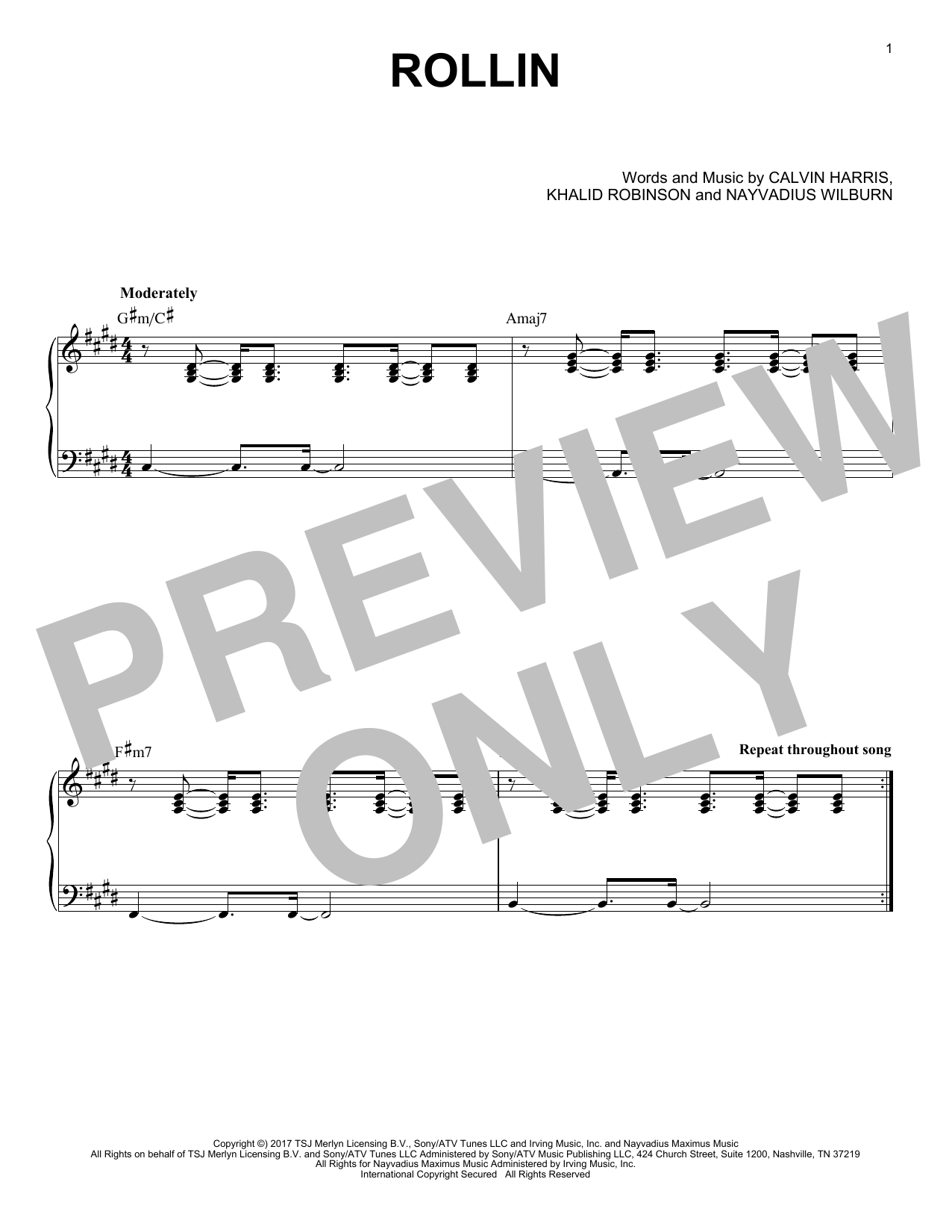 Learn to play Calvin Harris Rollin (feat. Future and Khalid) sheet music for Piano Solo in minutes. Price: 7.8900$ Calvin Harris Rollin (feat. Future and Khalid) sheet music notes and chords arranged for Piano Solo
