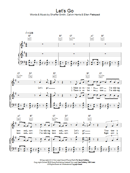 Calvin Harris Let's Go (feat. Ne-Yo) sheet music notes and chords. Download Printable PDF.