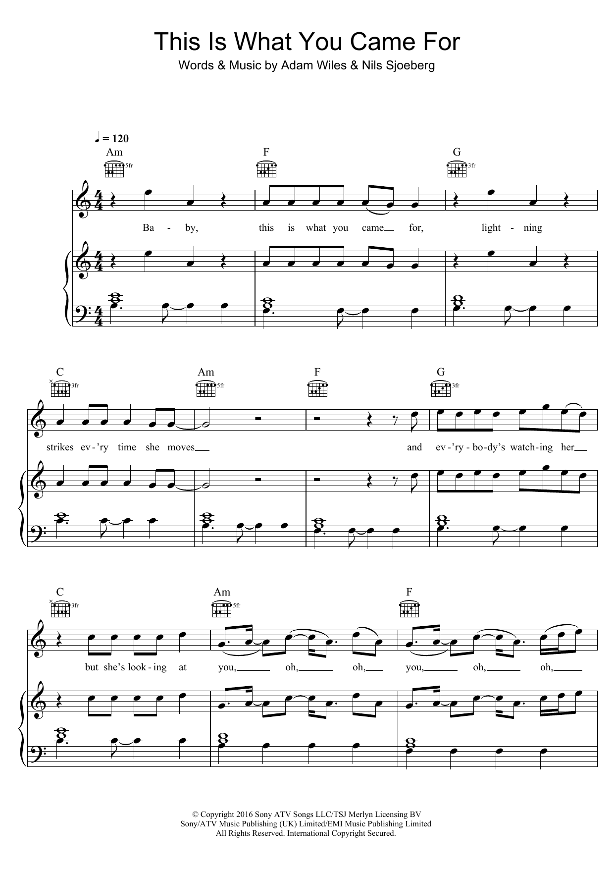 Calvin Harris This Is What You Came For (feat. Rihanna) sheet music notes and chords arranged for Piano, Vocal & Guitar Chords