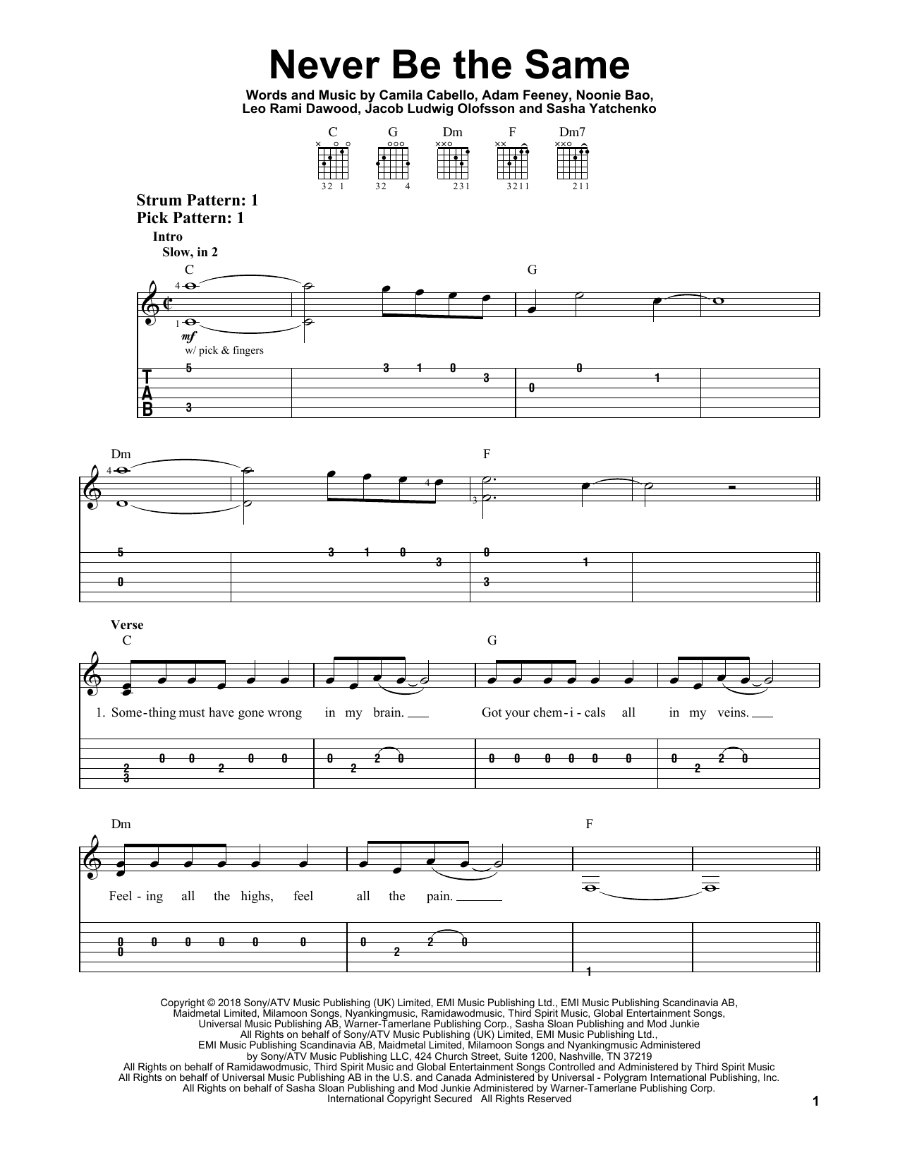 Camila Cabello Never Be The Same sheet music notes and chords. Download Printable PDF.