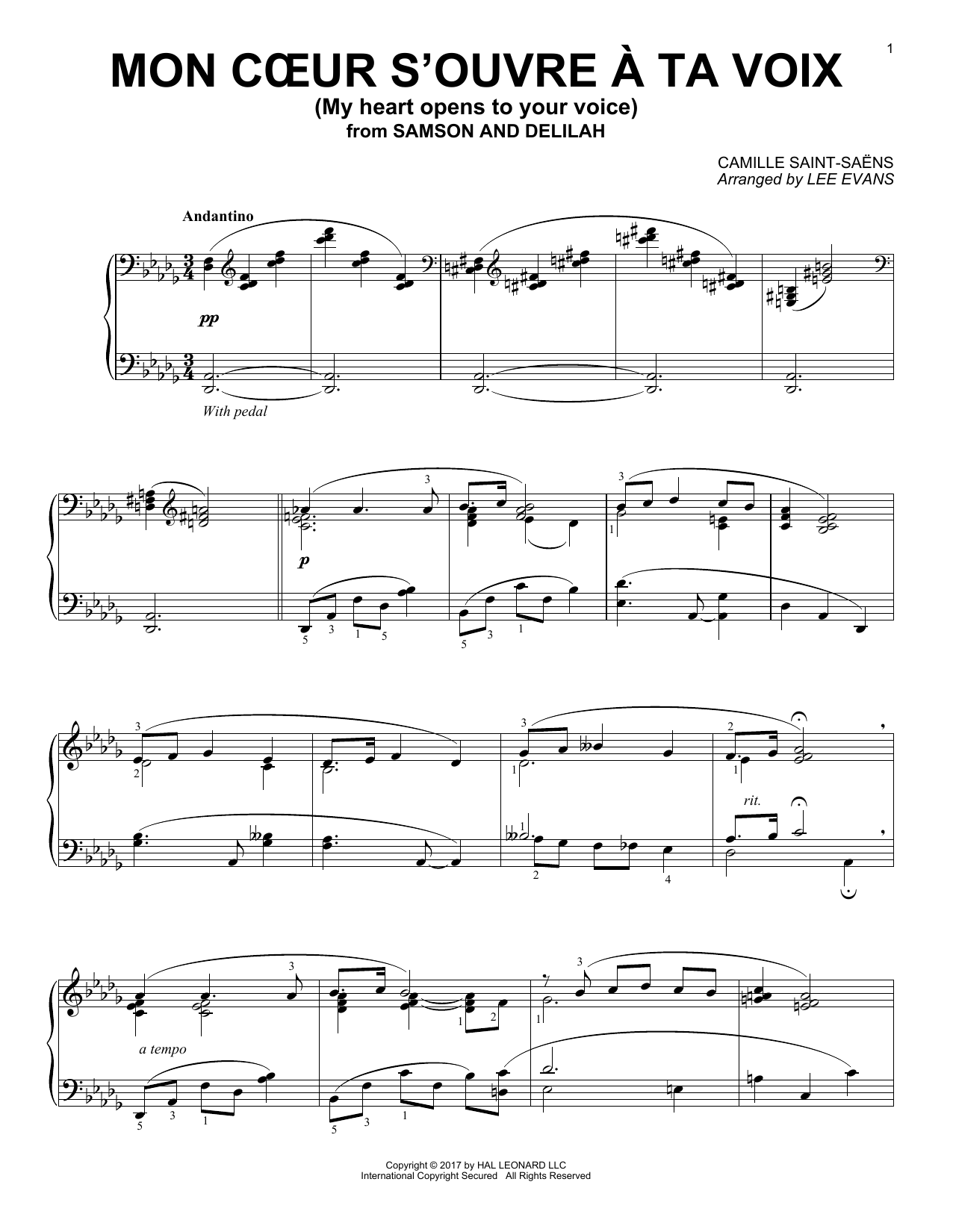 Learn to play Lee Evans Mon Coeur S'ouvre A Ta Voix sheet music for Piano Solo in minutes. Price: 7.8900$ Lee Evans Mon Coeur S'ouvre A Ta Voix sheet music notes and chords arranged for Piano Solo