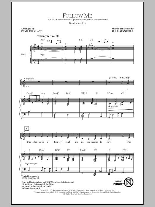 Camp Kirkland Follow Me sheet music notes and chords. Download Printable PDF.