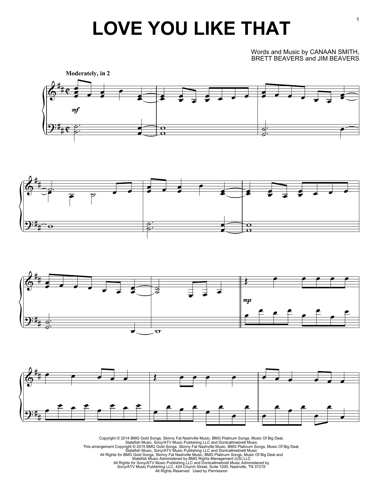 Learn to play Canaan Smith Love You Like That sheet music for Piano Solo in minutes. Price: 7.8900$ Canaan Smith Love You Like That sheet music notes and chords arranged for Piano Solo