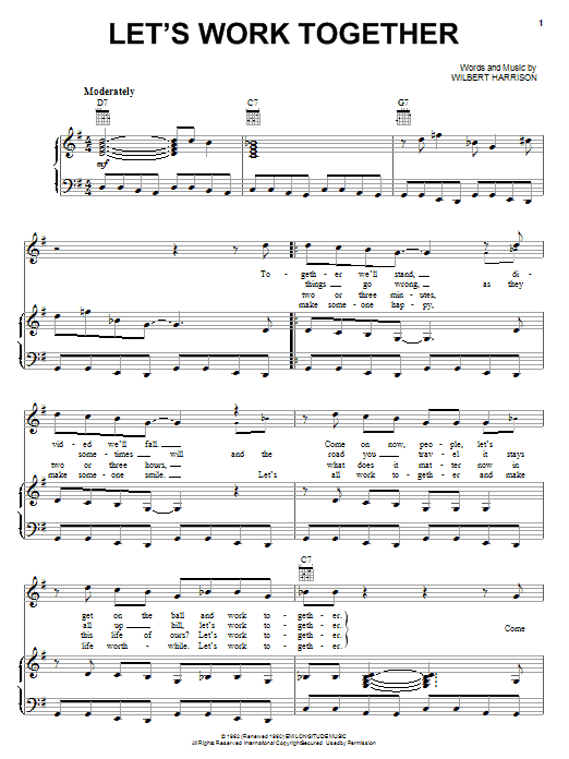 Canned Heat Let's Work Together sheet music notes and chords. Download Printable PDF.