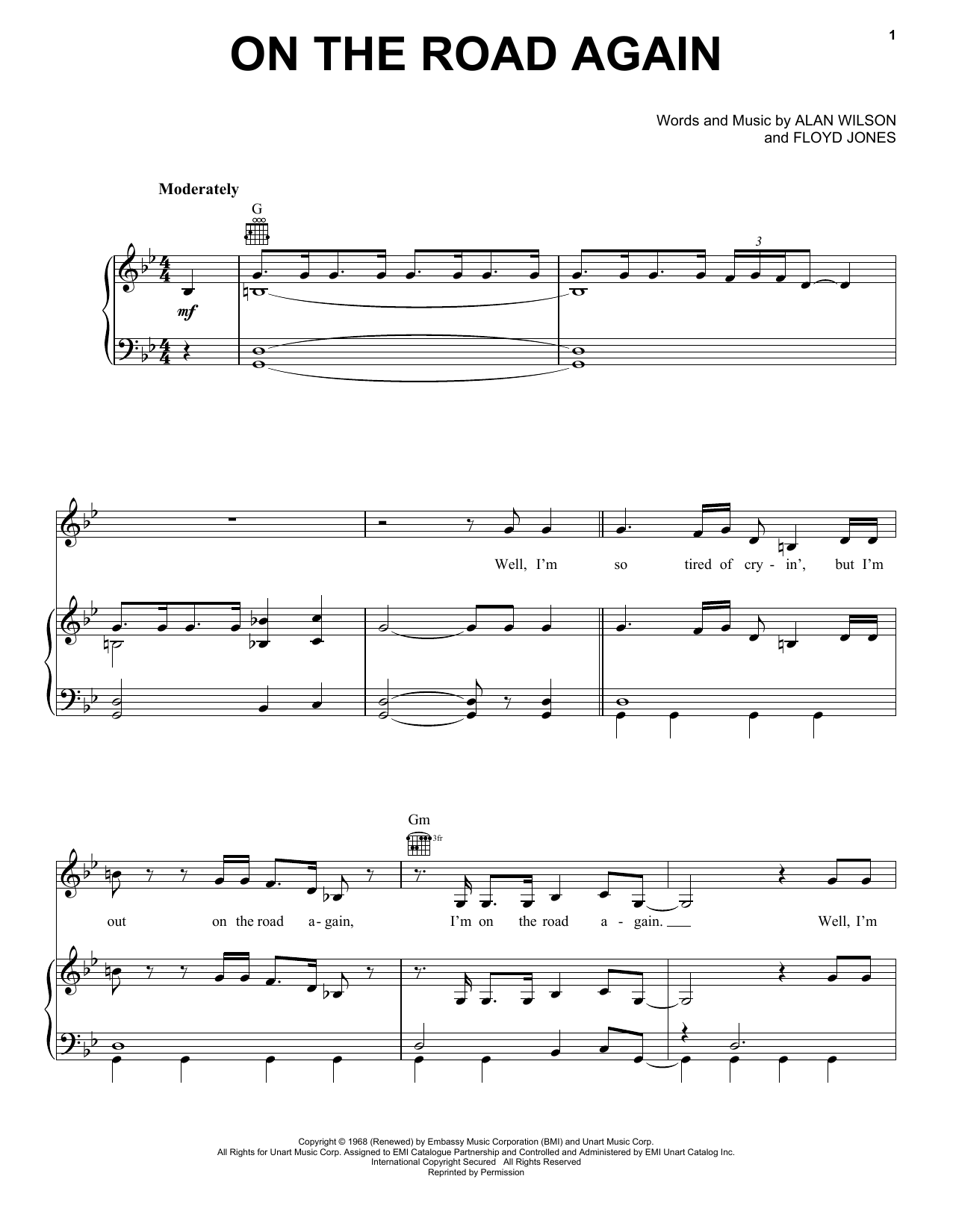 Canned Heat On The Road Again sheet music notes and chords. Download Printable PDF.