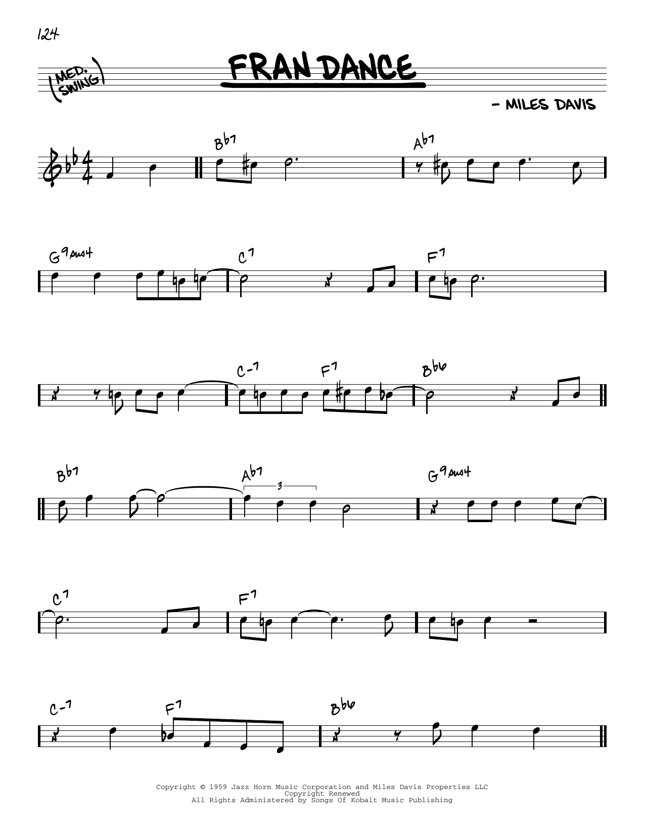 Learn to play Cannonball Adderley Fran Dance sheet music for Real Book – Melody & Chords in minutes. Price: 5.9900$ Cannonball Adderley Fran Dance sheet music notes and chords arranged for Real Book – Melody & Chords