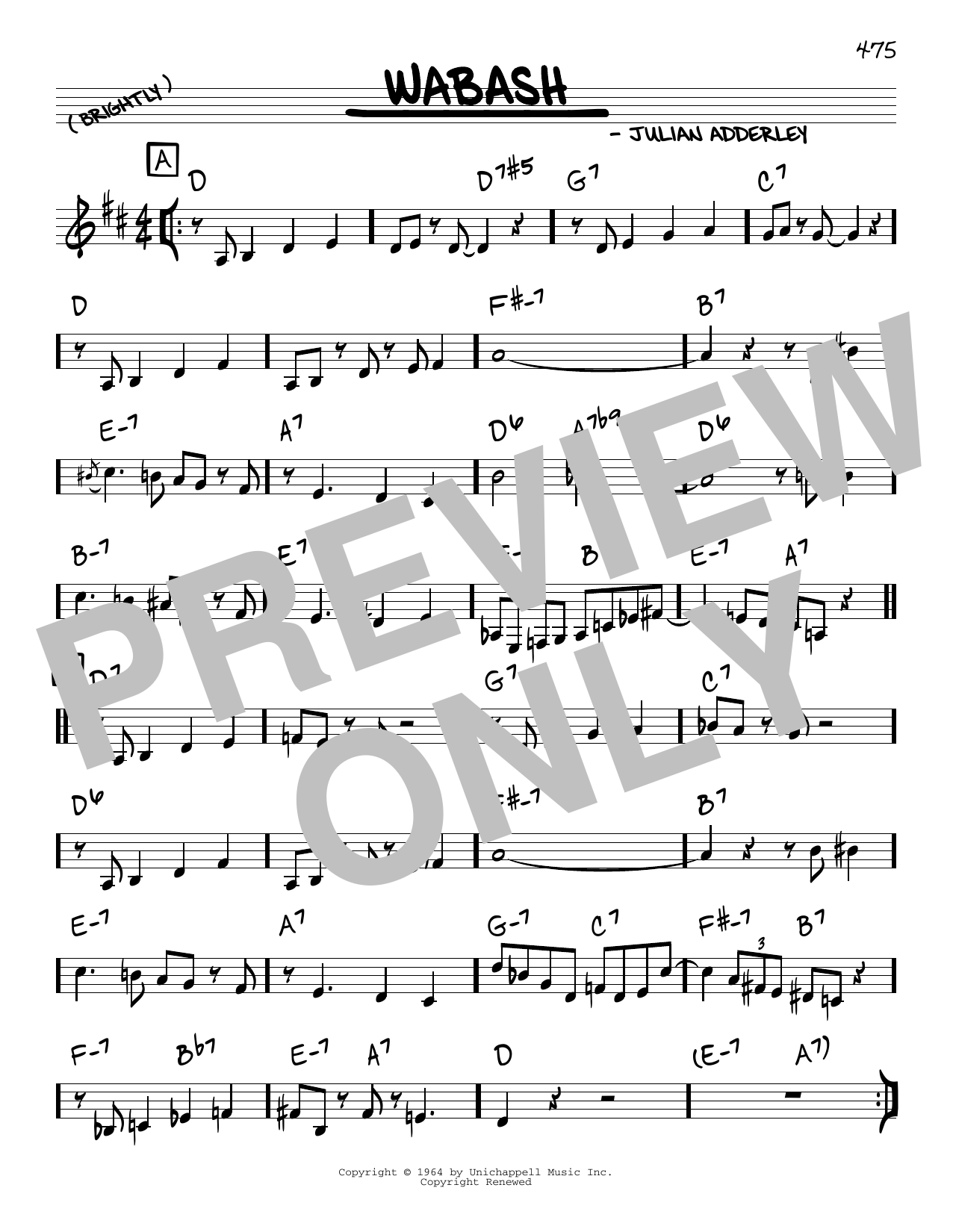 Learn to play Cannonball Adderley Wabash sheet music for Real Book – Melody & Chords in minutes. Price: 5.9900$ Cannonball Adderley Wabash sheet music notes and chords arranged for Real Book – Melody & Chords