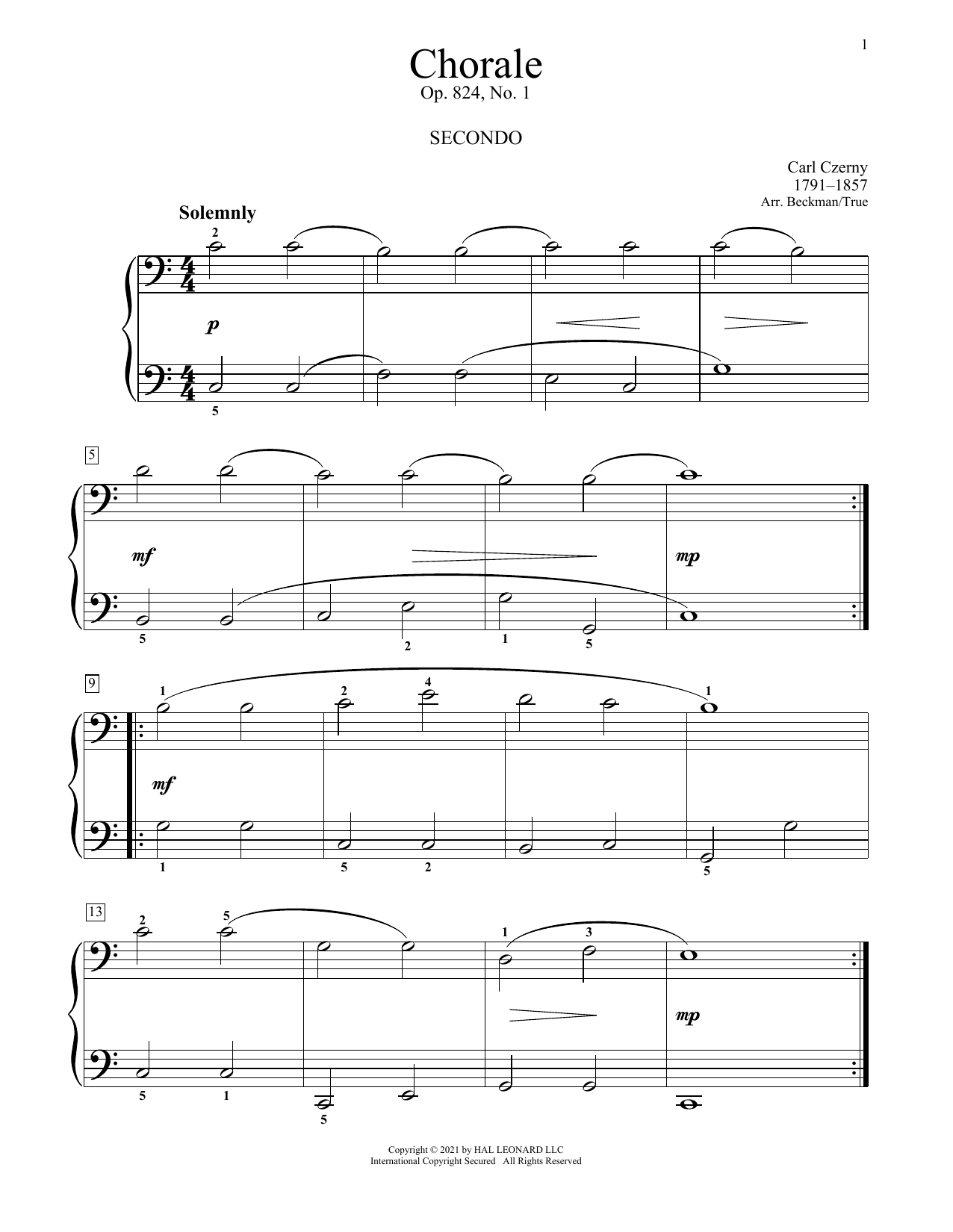 Learn to play Carl Czerny Chorale, Op. 824 No. 1 sheet music for Piano Duet in minutes. Price: 7.8900$ Carl Czerny Chorale, Op. 824 No. 1 sheet music notes and chords arranged for Piano Duet