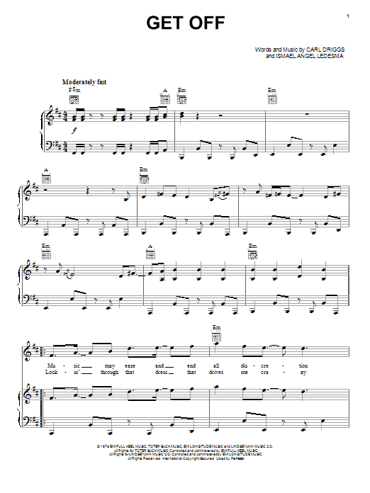 Learn to play Carl Driggs Get Off sheet music for Piano, Vocal & Guitar Chords (Right-Hand Melody) in minutes. Price: 7.8900$ Carl Driggs Get Off sheet music notes and chords arranged for Piano, Vocal & Guitar Chords (Right-Hand Melody)