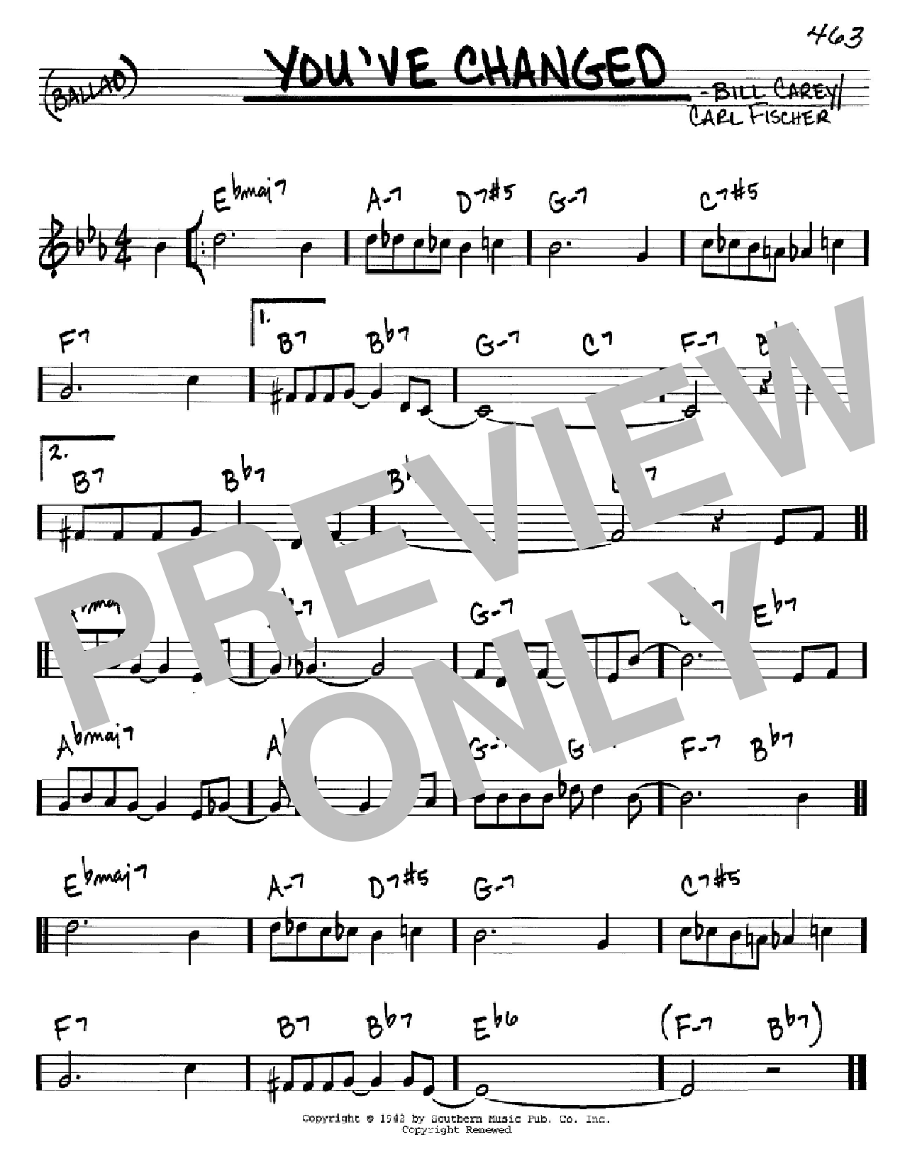 Carl Fischer You've Changed sheet music notes and chords. Download Printable PDF.