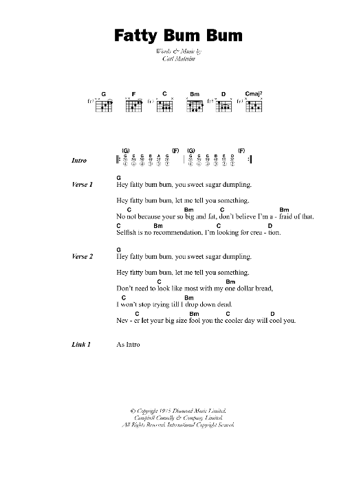 Carl Malcolm Fatty Bum Bum sheet music notes and chords. Download Printable PDF.