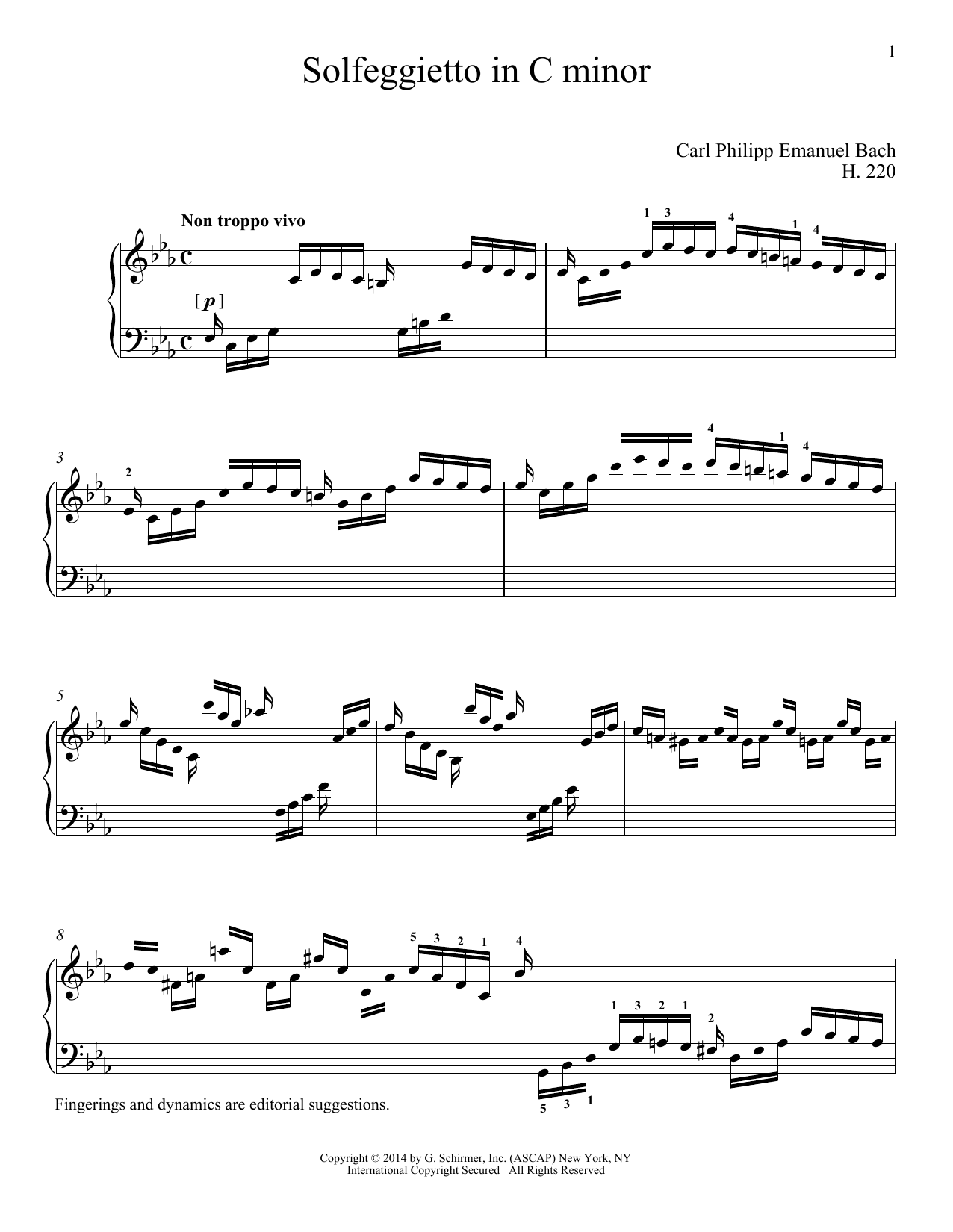 Learn to play Carl Philipp Emanuel Bach Solfeggietto (arr. Richard Walters) sheet music for Piano Solo in minutes. Price: 7.8900$ Carl Philipp Emanuel Bach Solfeggietto (arr. Richard Walters) sheet music notes and chords arranged for Piano Solo