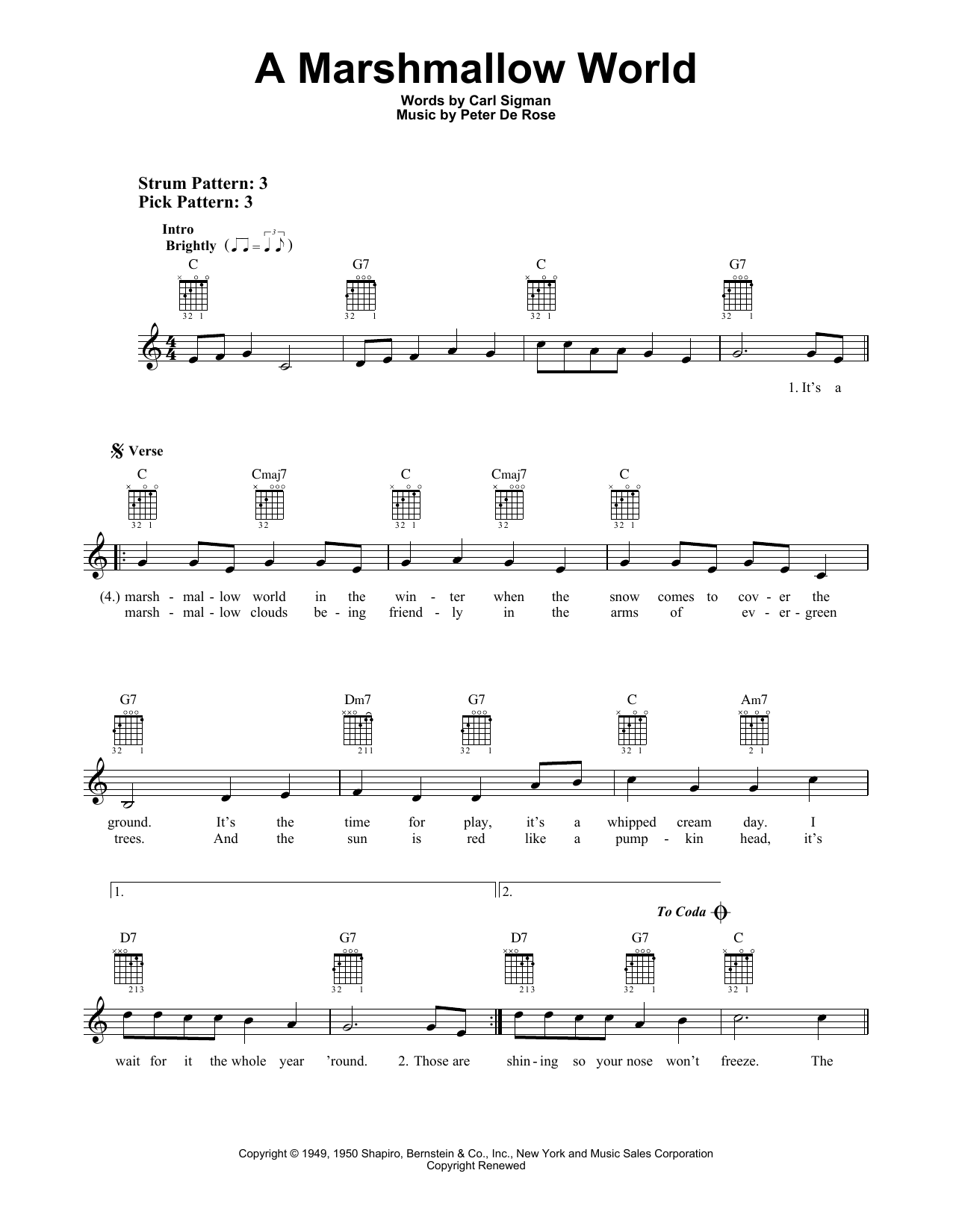 Carl Sigman A Marshmallow World sheet music notes and chords. Download Printable PDF.