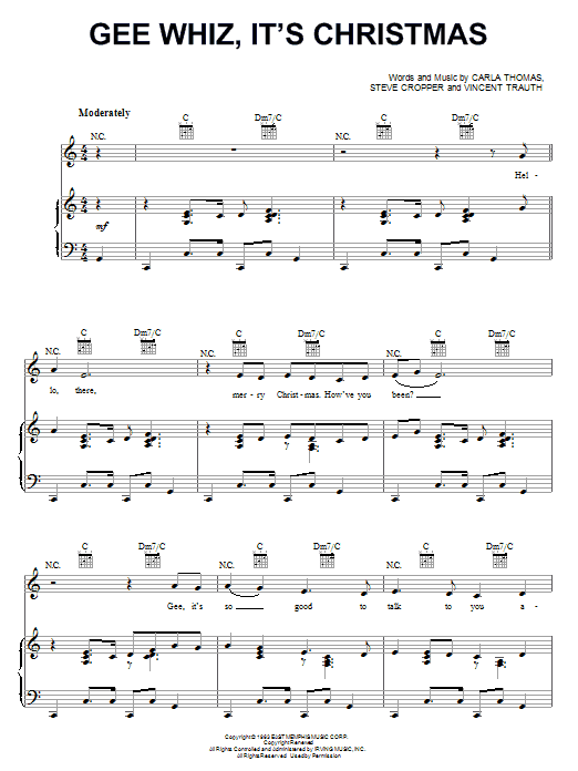 Carla Thomas Gee Whiz, It's Christmas sheet music notes and chords arranged for Piano, Vocal & Guitar Chords (Right-Hand Melody)