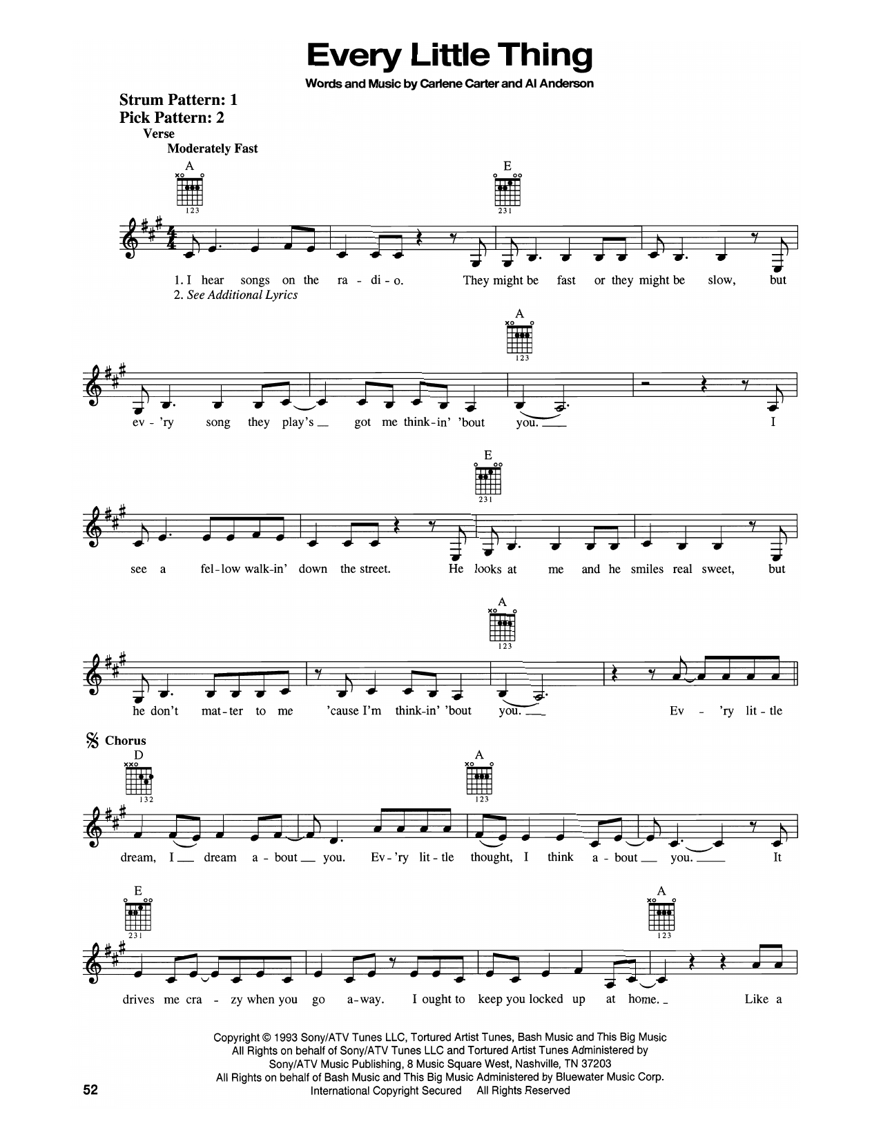 Carlene Carter Every Little Thing sheet music notes and chords. Download Printable PDF.