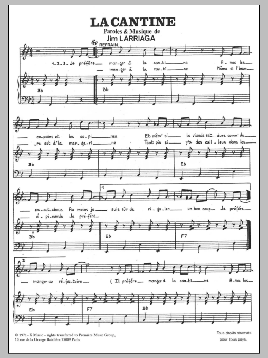 Learn to play Carlos La Cantine sheet music for Piano & Vocal in minutes. Price: 7.8900$ Carlos La Cantine sheet music notes and chords arranged for Piano & Vocal