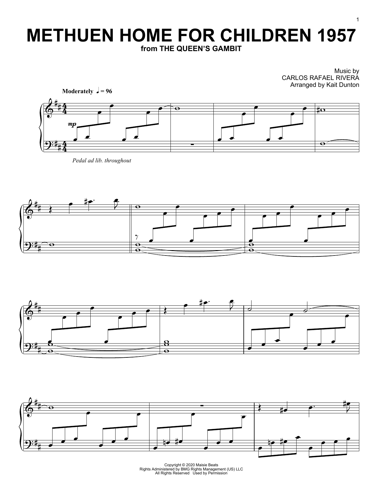 Carlos Rafael Rivera Methuen Home For Children 1957 (from The Queen's Gambit) sheet music notes and chords. Download Printable PDF.