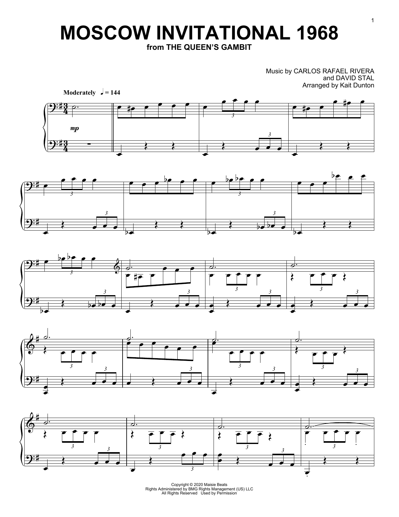 Carlos Rafael Rivera Moscow Invitational 1968 (from The Queen's Gambit) sheet music notes and chords arranged for Piano Solo