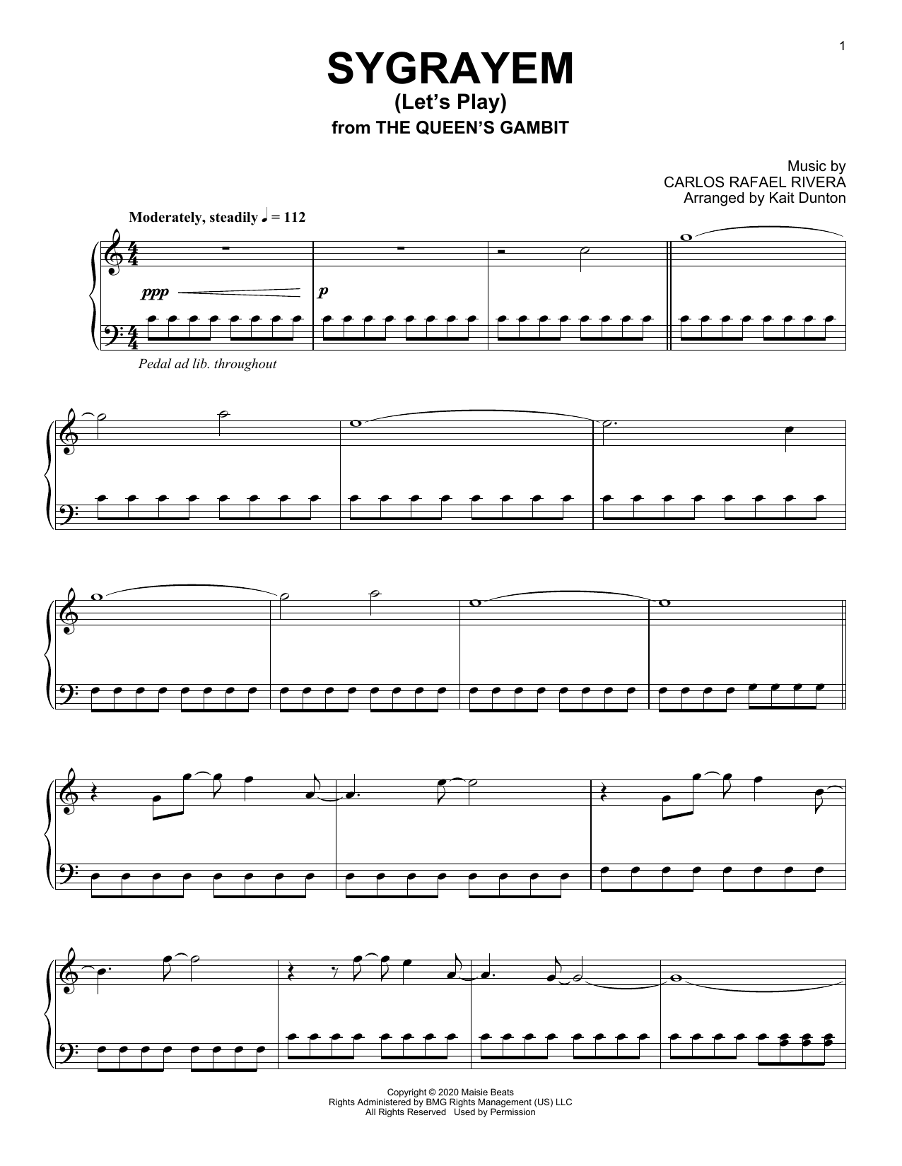 Carlos Rafael Rivera Sygrayem (Let's Play) (from The Queen's Gambit) sheet music notes and chords arranged for Piano Solo