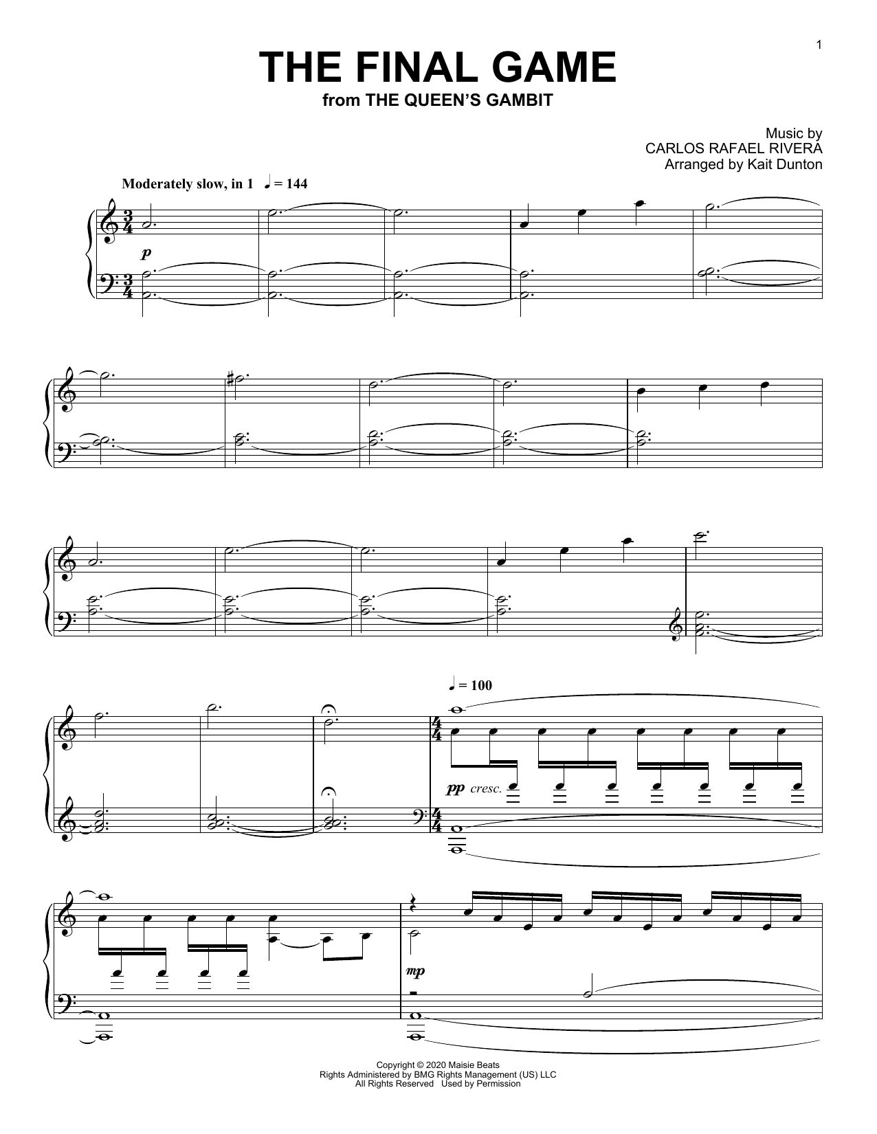 Carlos Rafael Rivera The Final Game (from The Queen's Gambit) sheet music notes and chords. Download Printable PDF.