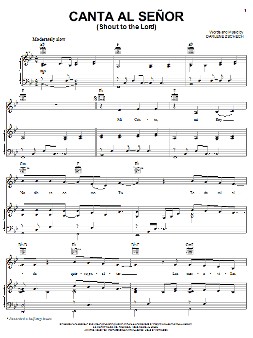 Learn to play Carman Canta Al Senor (Shout To The Lord) sheet music for Piano, Vocal & Guitar Chords (Right-Hand Melody) in minutes. Price: 7.8900$ Carman Canta Al Senor (Shout To The Lord) sheet music notes and chords arranged for Piano, Vocal & Guitar Chords (Right-Hand Melody)