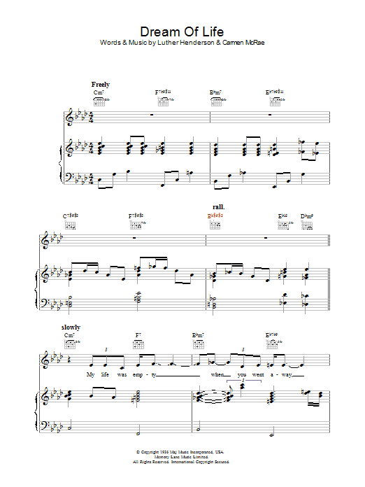 Carmen McRae Dream Of Life sheet music notes and chords arranged for Piano, Vocal & Guitar Chords