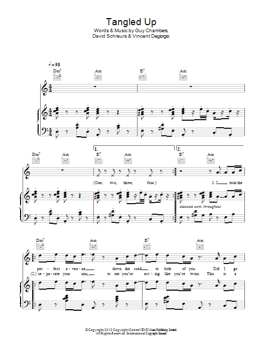 Learn to play Caro Emerald Tangled sheet music for Piano, Vocal & Guitar Chords in minutes. Price: 7.8900$ Caro Emerald Tangled sheet music notes and chords arranged for Piano, Vocal & Guitar Chords