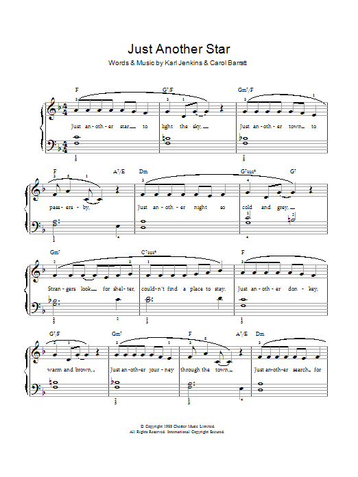 Carol Barratt Just Another Star sheet music notes and chords arranged for Piano & Vocal