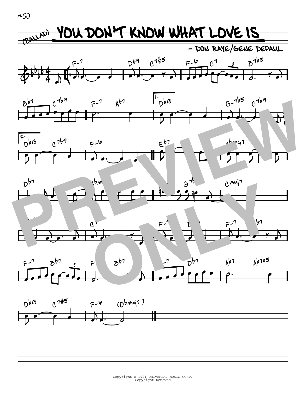 Carol Bruce You Don't Know What Love Is [Reharmonized version] (arr. Jack Grassel) sheet music notes and chords arranged for Real Book – Melody & Chords