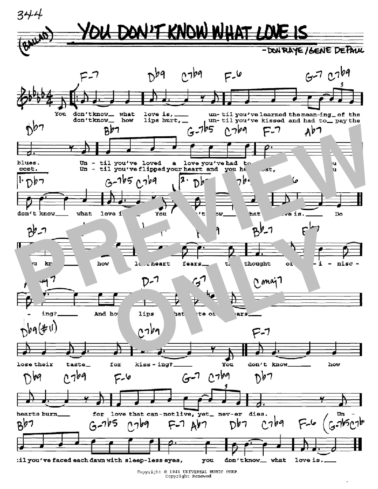 Carol Bruce You Don't Know What Love Is sheet music notes and chords. Download Printable PDF.