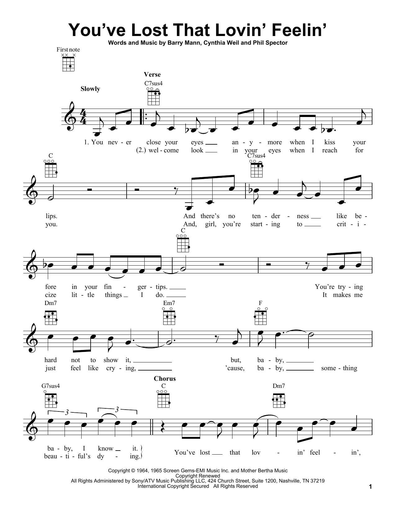 Learn to play Carole King You've Lost That Lovin' Feelin' sheet music for Ukulele in minutes. Price: 5.9900$ Carole King You've Lost That Lovin' Feelin' sheet music notes and chords arranged for Ukulele