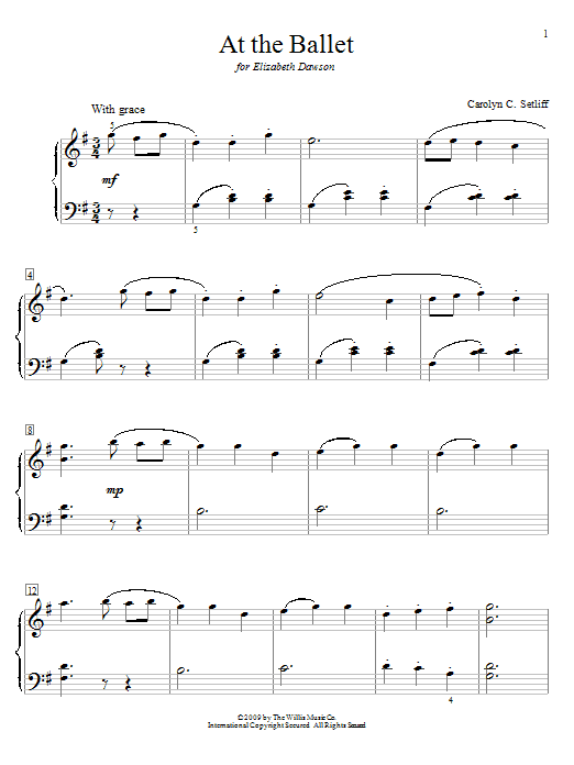 Learn to play Carolyn C. Setliff At The Ballet sheet music for Educational Piano in minutes. Price: 6.9900$ Carolyn C. Setliff At The Ballet sheet music notes and chords arranged for Educational Piano