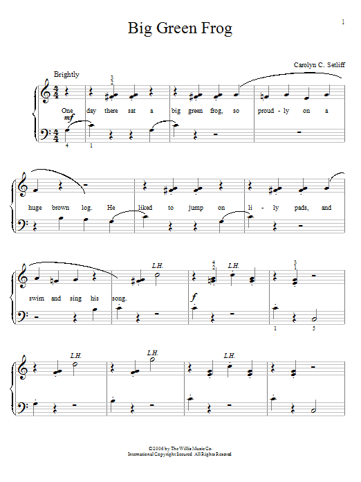 Carolyn C. Setliff Big Green Frog sheet music notes and chords arranged for Educational Piano