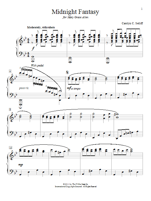 Carolyn C. Setliff Midnight Fantasy sheet music notes and chords. Download Printable PDF.