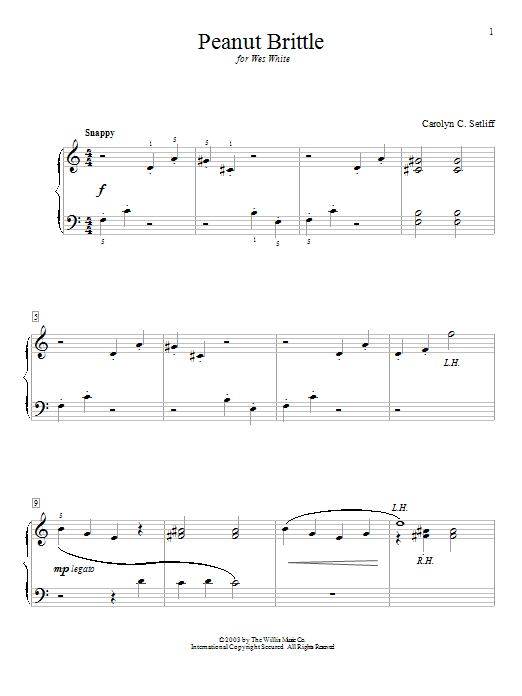 Learn to play Carolyn C. Setliff Peanut Brittle sheet music for Educational Piano in minutes. Price: 6.9900$ Carolyn C. Setliff Peanut Brittle sheet music notes and chords arranged for Educational Piano