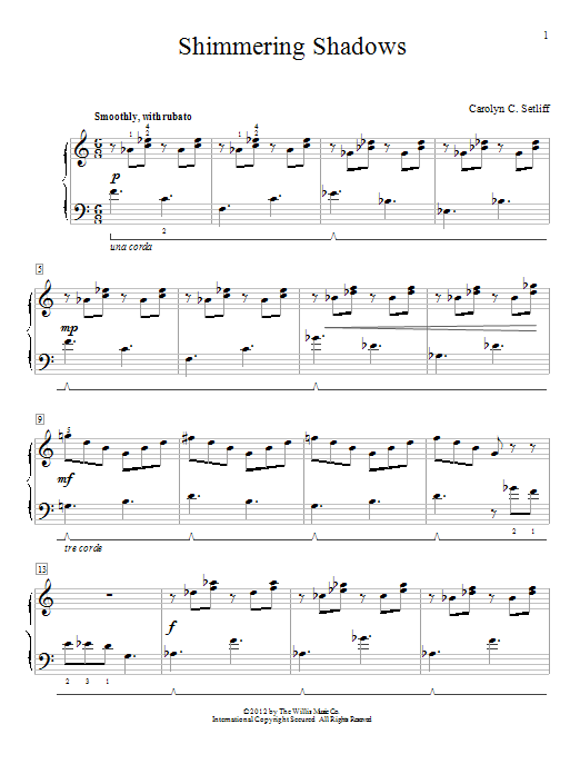 Learn to play Carolyn C. Setliff Shimmering Shadows sheet music for Educational Piano in minutes. Price: 6.9900$ Carolyn C. Setliff Shimmering Shadows sheet music notes and chords arranged for Educational Piano