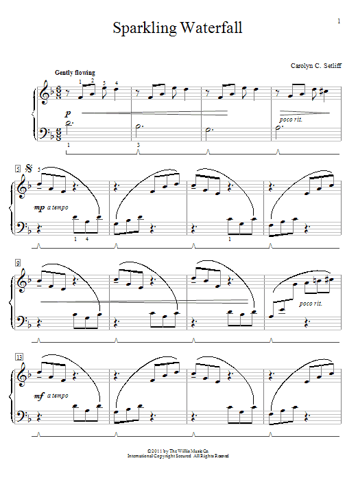 Learn to play Carolyn C. Setliff Sparkling Waterfall sheet music for Educational Piano in minutes. Price: 6.9900$ Carolyn C. Setliff Sparkling Waterfall sheet music notes and chords arranged for Educational Piano