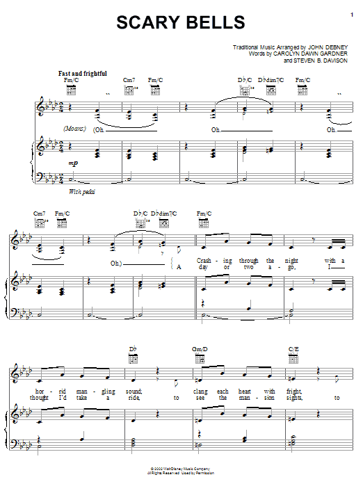 Carolyn Dawn Gardner Scary Bells sheet music notes and chords arranged for Piano, Vocal & Guitar Chords (Right-Hand Melody)