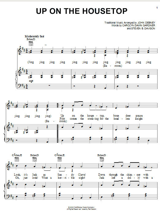 Carolyn Dawn Gardner Up On The Housetop sheet music notes and chords arranged for Piano, Vocal & Guitar Chords (Right-Hand Melody)