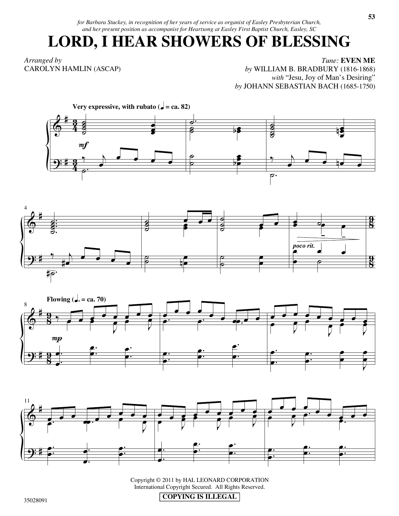 Learn to play Carolyn Hamlin Lord, I Hear Showers Of Blessing (with Carolyn Hamlin Lord, I Hear Showers Of Blessing (with