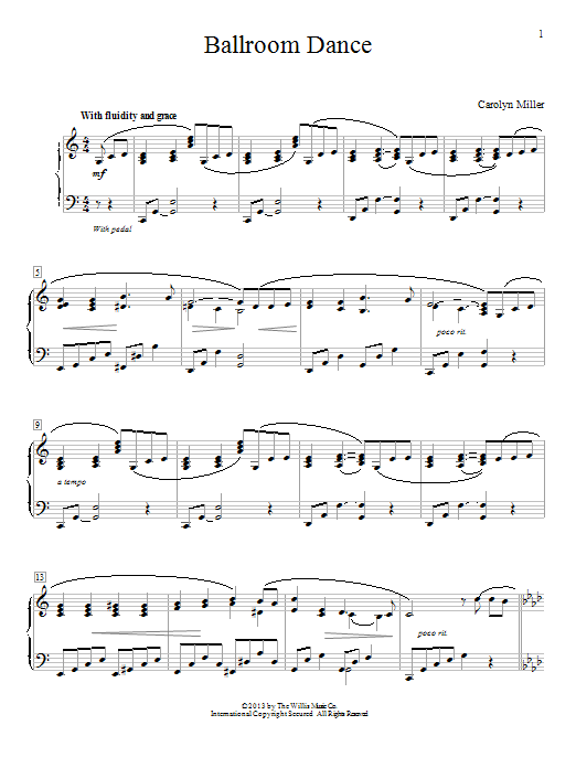 Learn to play Carolyn Miller Ballroom Dance sheet music for Educational Piano in minutes. Price: 6.9900$ Carolyn Miller Ballroom Dance sheet music notes and chords arranged for Educational Piano