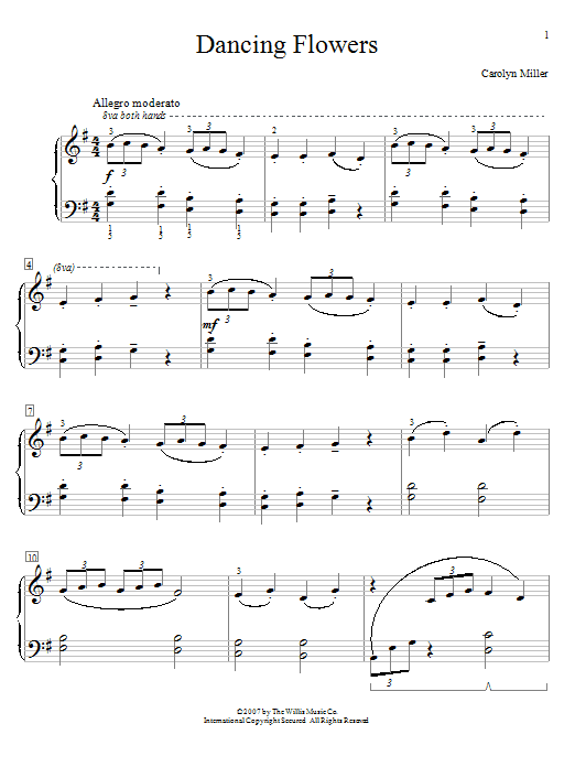 Learn to play Carolyn Miller Dancing Flowers sheet music for Educational Piano in minutes. Price: 6.9900$ Carolyn Miller Dancing Flowers sheet music notes and chords arranged for Educational Piano