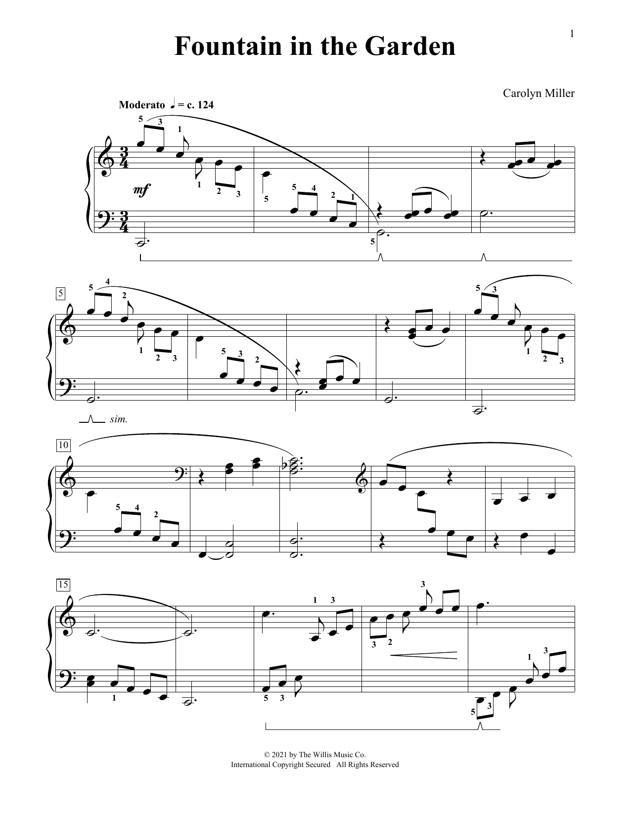 Carolyn Miller Fountain In The Garden sheet music notes and chords. Download Printable PDF.