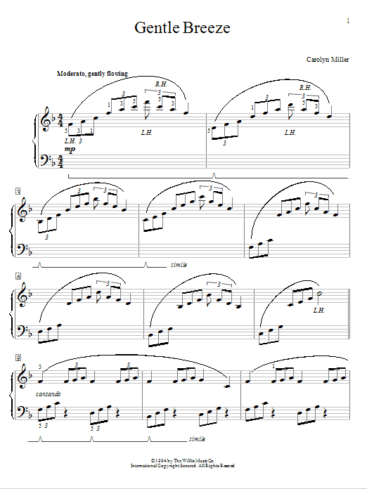 Learn to play Carolyn Miller Gentle Breeze sheet music for Educational Piano in minutes. Price: 6.9900$ Carolyn Miller Gentle Breeze sheet music notes and chords arranged for Educational Piano