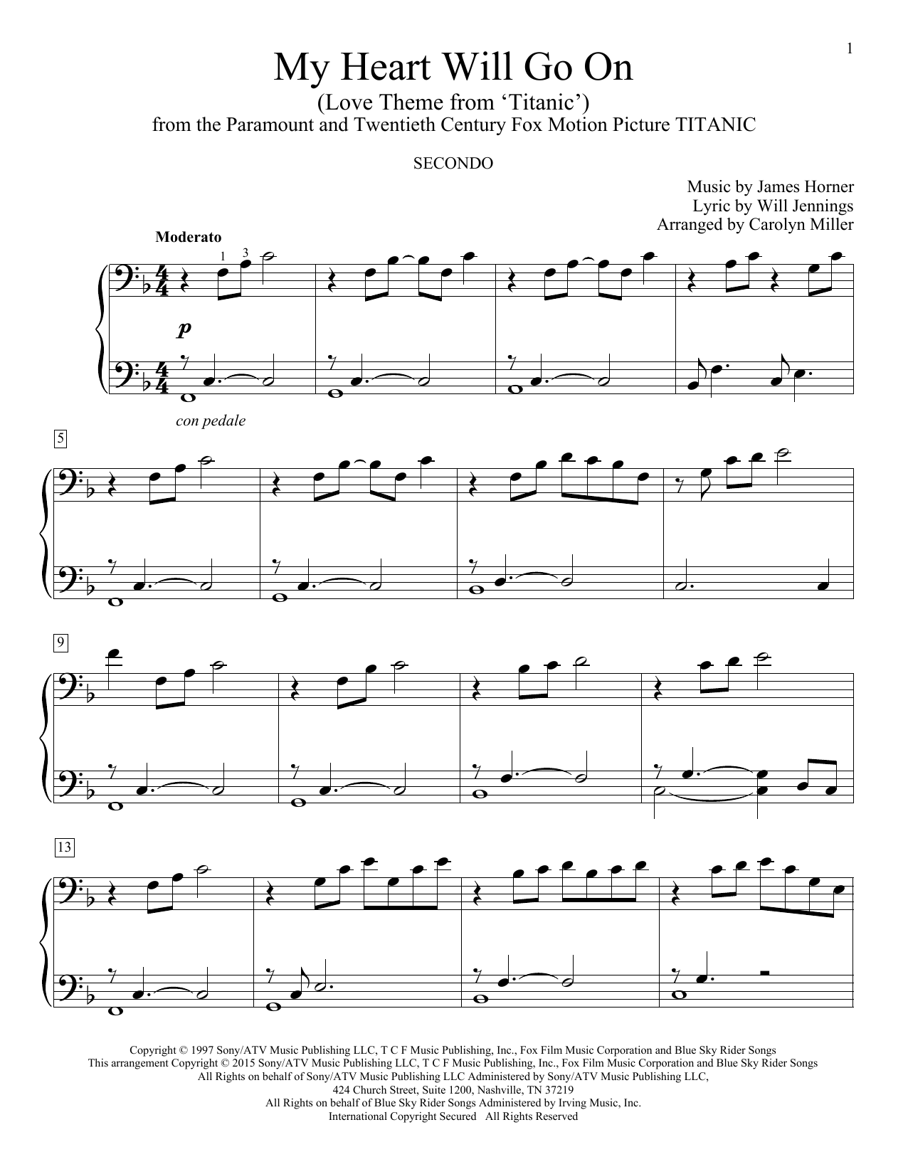 Celine Dion My Heart Will Go On (Love Theme From Titanic) sheet music notes and chords. Download Printable PDF.