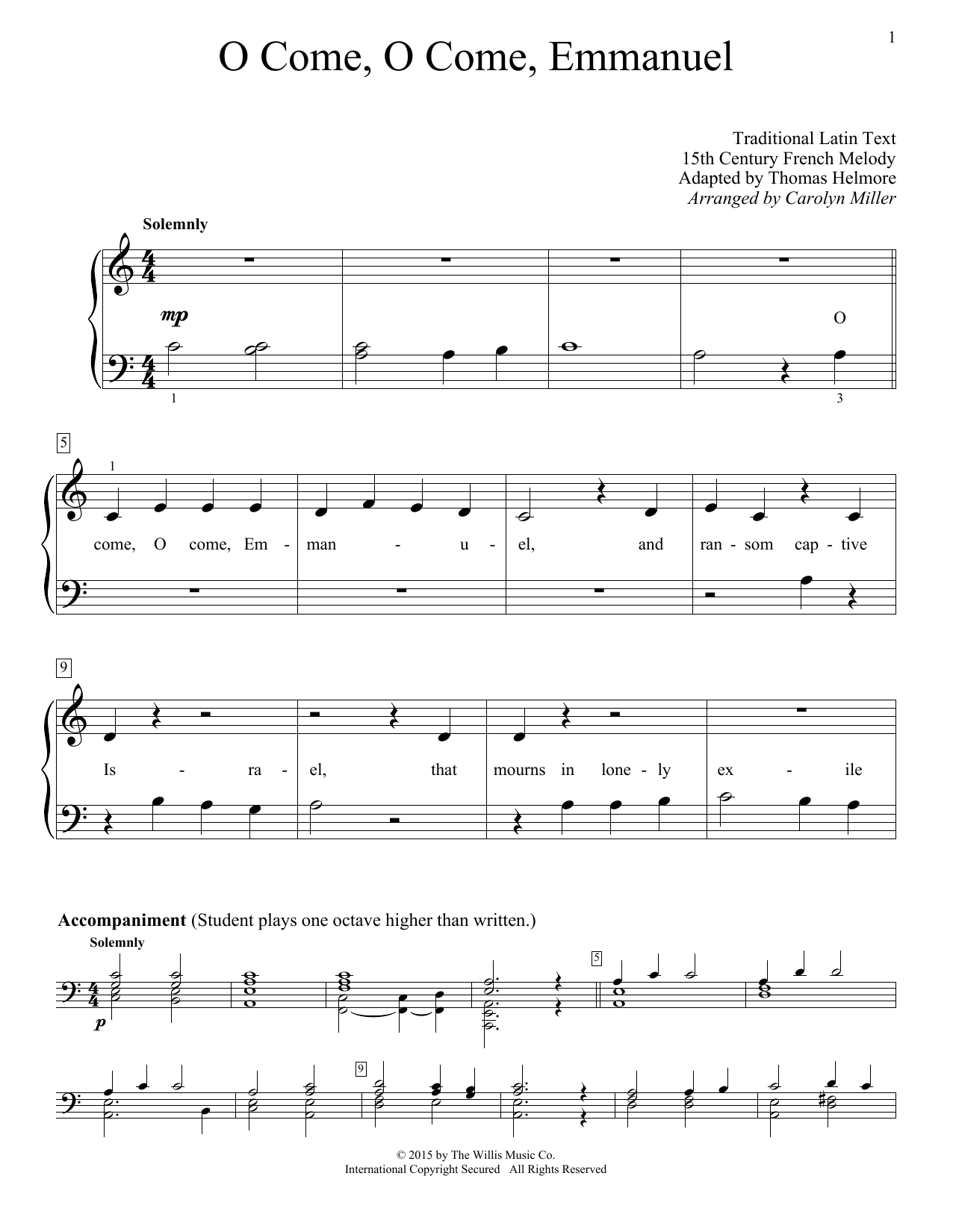 Christmas Carol O Come, O Come, Emmanuel sheet music notes and chords. Download Printable PDF.